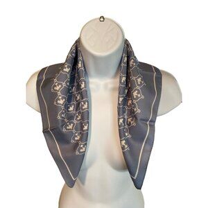 Vitg Square Scarf Moroccan Geometric Blue White Neck Wrap Bandana Italian Made